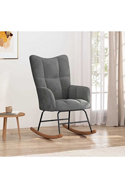 vidaxl Rocking Chair Dark Grey Velvet
