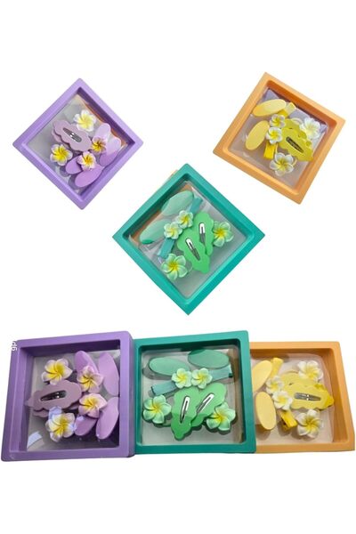 MINII MODZ Floral Charm Hair Set – 3 Colorfull Combo Set with Hair Clips & Ru...