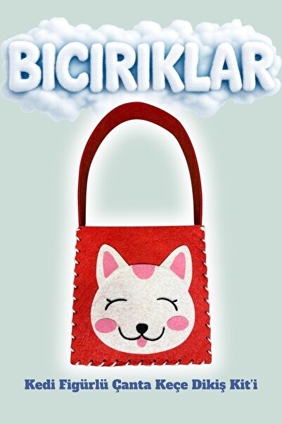 Çocuklar İçin Etkinlik, Kedi Figürlü Çanta Keçe Dikiş Kit'i Eğlenceli Ve Eğitici Keçe Oyuncak