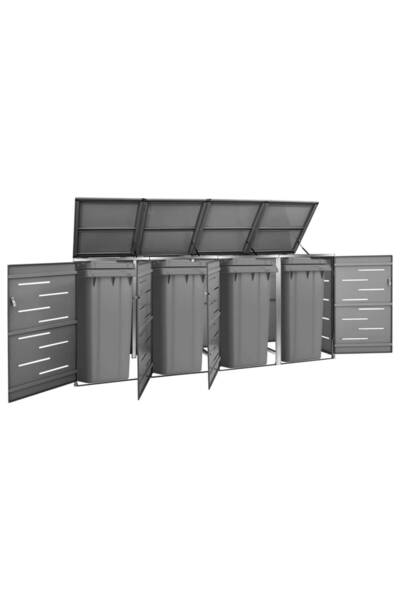 vidaxl Quadruple Wheelie Bin Shed 276.5x77.5x112.5 cm Stainless Steel