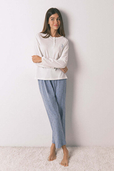 Women'secret بيجاما طويلة مع بنطال مزهر