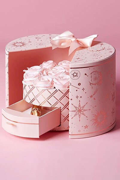 TAKIŞTIR Pembe Renk Karışık Figürlü Gül Detaylı Karton Çanta Hediyeli Hediye ...