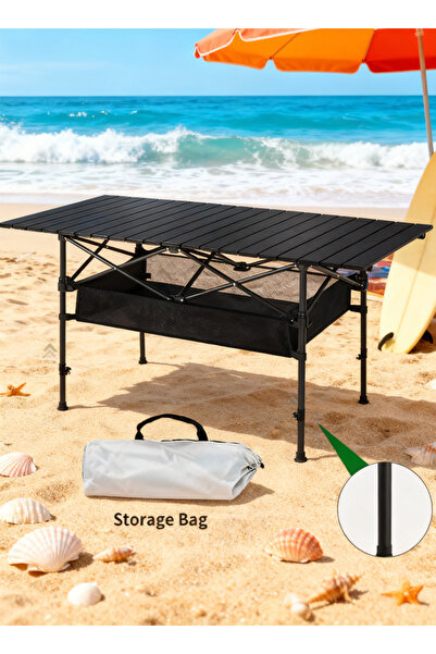 Yoawllty طاولة تخييم، طاولة خارجية قابلة للطي وتعديل الارتفاع، مثالية للنزهات...