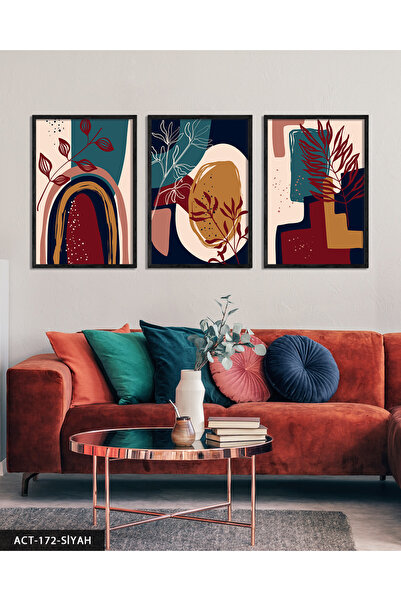 Evinemoda Αφηρημένη αφίσα 3 τεμαχίων με ξύλινο πλαίσιο ACT