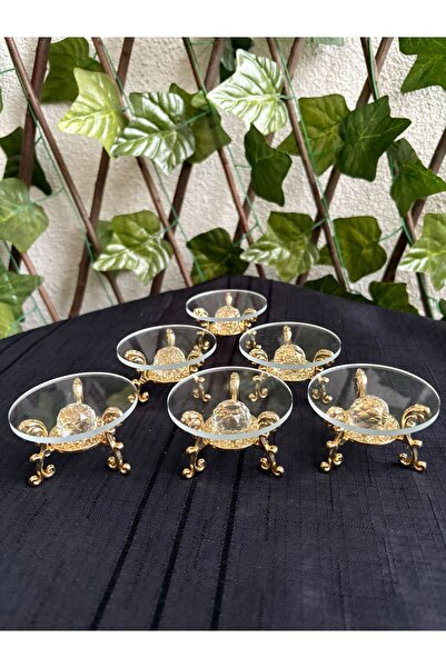 GÜRCÜGLASS 6-Piece Glass Turkish Delight Bowl, Ring Riser.