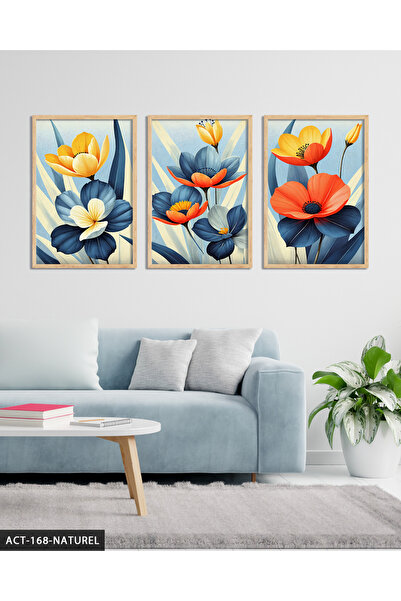 Evinemoda Šareno cveće, slika u drvenom okviru, 3 dela