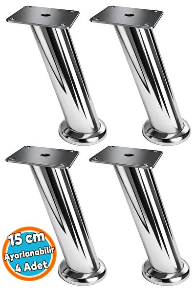 NZB (15 CM) Tablalı Dereceli Ayarlanabilir Krom Metal Baza TV Ünitesi Koltuk ...