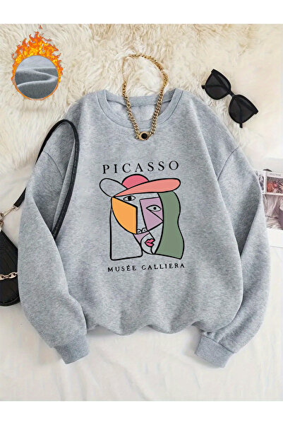 Deocept سويت شيرت نسائي مطبوع برقبة دائرية مريح ومريح