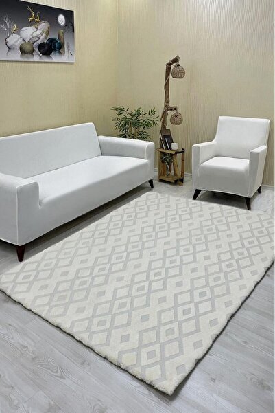 Şahaneev Tekstil Karnaval Model Welsoft Halı Örtüsü Krem Renk - 200 x 300