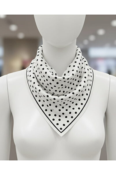 tarzınısec Eșarfă albă cu buline Bandana Estascarf 48x48 Cm