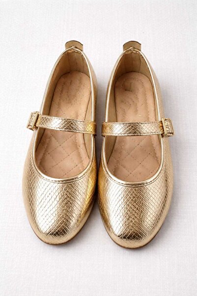 Beyond Balerini Mary Jane din piele lacuită aurie, cu cataramă elegantă, cu t...