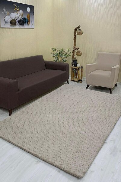 Şahaneev Tekstil Yakamoz Model Welsoft Halı Örtüsü Vizon Renk