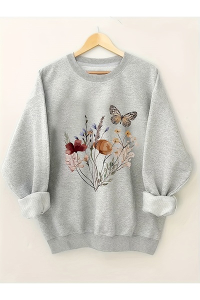 Deocept سويت شيرت نسائي مطبوع برقبة دائرية مريح ومريح