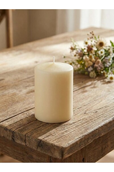 Paşa Cam El İşçiliği Silindir Mum | 8 cm Çap x 10 cm Boy | Vanilya Kokulu | K...