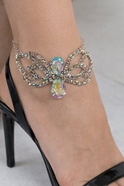 TAKIŞTIR Gümüş Renk Hologram Taş Detaylı Tasarım Halhal