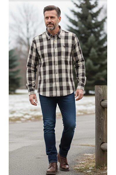 ARMA STİL 100% Wool Long Sleeve Pocketed Relaxed Fit Winter Men's Shirt