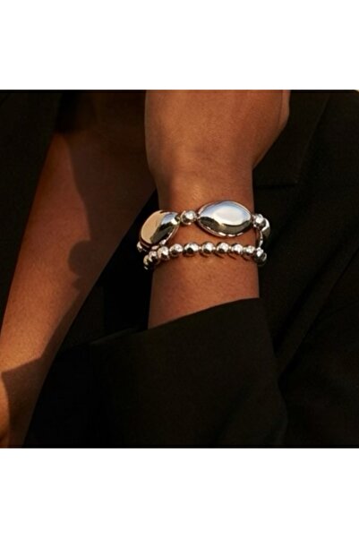 COCOSH TAKI Silver Color Beaded Multi Combination Style Bracelet