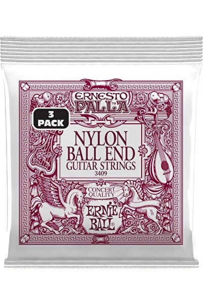 Ernie Ball Classical Guitar Strings 3-Pack | Black & Gold Nylon, Ball-End Set