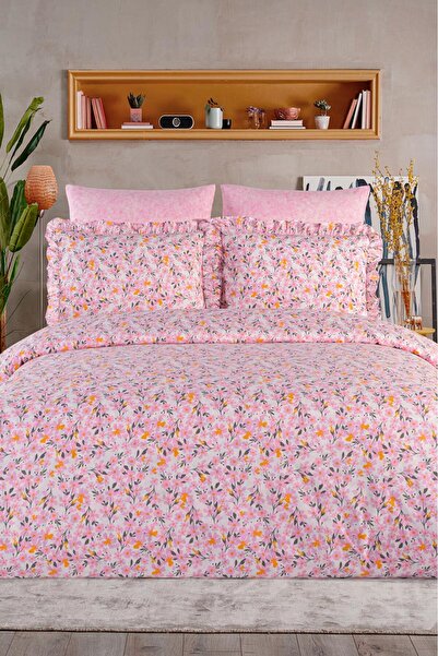 Uçkan home 100% Cotton Ruffled Double Bed Sheet Set