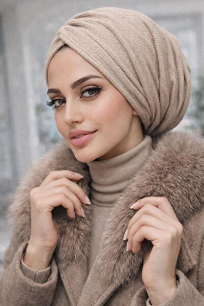 Aişe tesettür Bej Büzgülü Salaş Bone