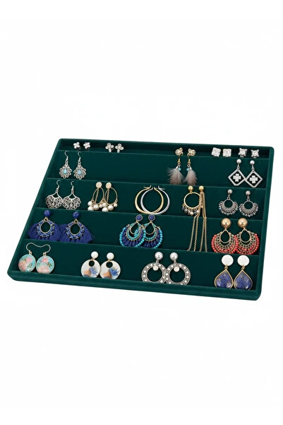 MeGass Dekor Algerian Model Suede Fabric Green Color 34/24 cm Transverse Earr...