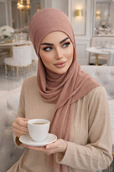 Aişe tesettür Pudra Kelebek Bone Şal
