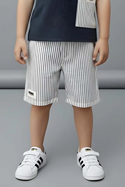 Alesaei-mondo tondo تيشيرت ولادي كحلي بجيب مخطط 4154