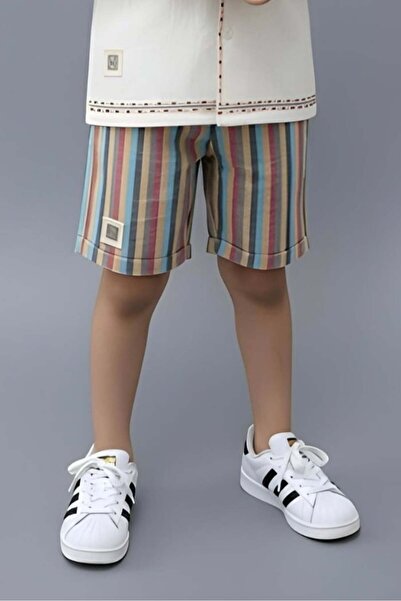 Alesaei-mondo tondo شورت ولادي مخطط بألوان متعددة 4167-
