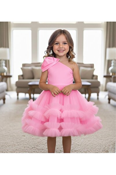 Asel Kids ROCHIE DE FETE CU FĂRĂTĂ DETAȘABILĂ PENTRU PETRECERE, SATIN, PE UN UMĂ