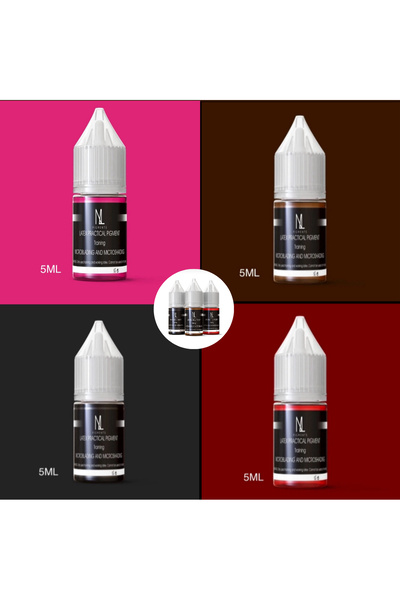 BİOMASER 5ml 4 adet KIRMIZI KAHVE PEMBE SİYAH 4 renk pratik Kalıcı Makyaj Lat...