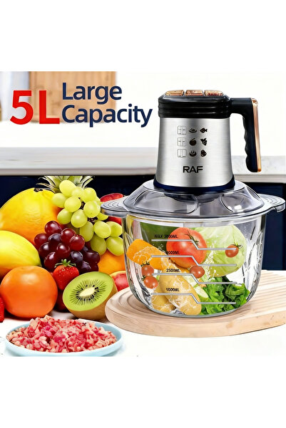 TAKHTEELA مفرمة لحم كهربائية من الفولاذ المقاوم للصدأ سعة 5 لتر ومقطعة خضروات