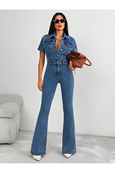 KENE JEANS Short Sleeve Blue I Flared Ulum