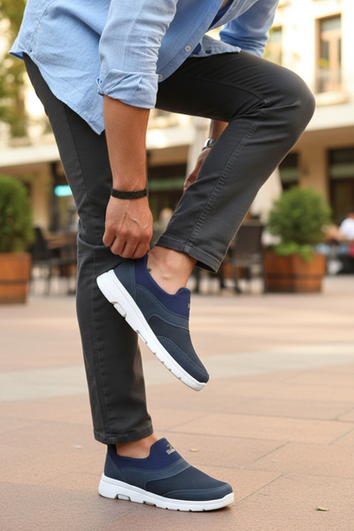 enoch أحذية المشي العملية للرجال بدون أربطة - تصميم شبكي مريح سهل الارتداء