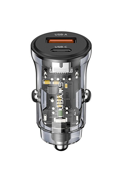 Usams Incarcator Auto Type-C PD30W, USB 18W - C32 Transparent A+C (US-CC164) ...