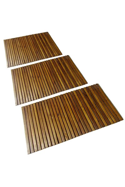 vidaxl 3 pcs Acacia Bath Mat 80 x 50 cm