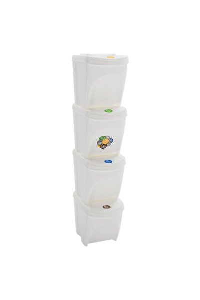 vidaxl Stackable Garbage Bin Boxes 4 pcs White 100 L Polypropylene