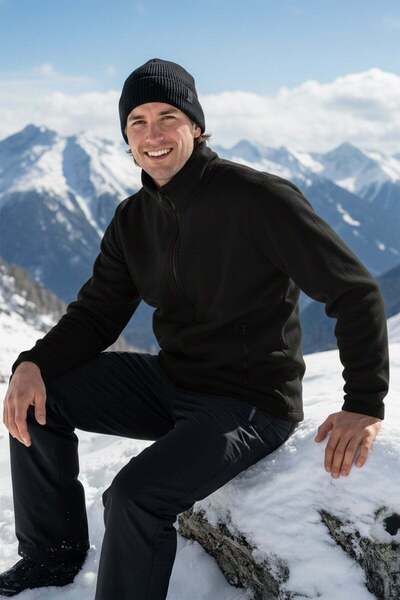 RIMECK Men's black fleece hoodie with zipper