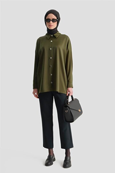 Armine Saten Tunik Haki