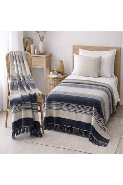 AKSU Allday Çift Kişilik Pamuklu Battaniye ve Hediyesi Tv Battaniye 2'li Set ...