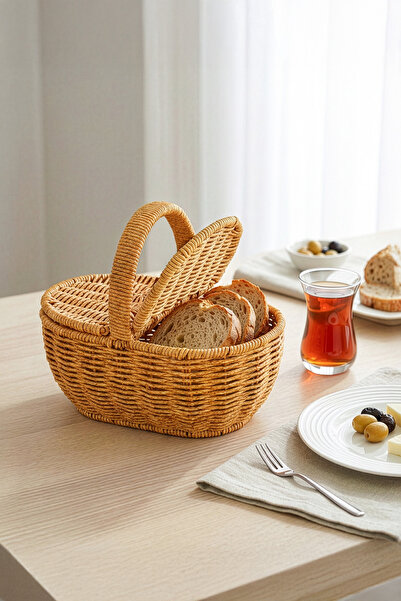Digithome Oval Wicker Rattan Mini Basket with Handle - Bb6069
