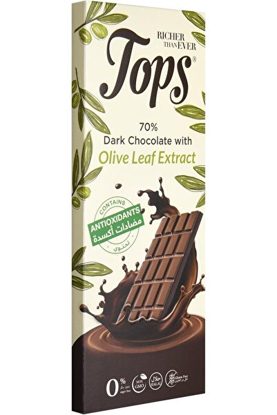 Tops لوح شوكولاتة داكنة 70% كاكاو - 50 غرام خالي من السكر