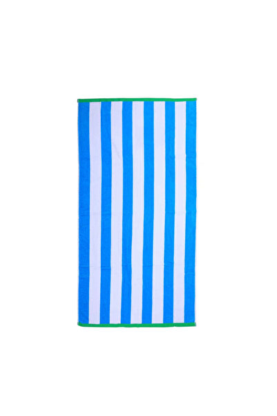 BYFT Mimosa Beach Towel White & Light Blue Cool Stripe 86 X 162 Cm Cotton Poo...