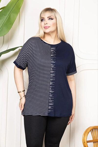 BLACK MODBLACK Lenisa Lenisa Lenisa Women's Plus Size Stone-Detail Striped Vi...