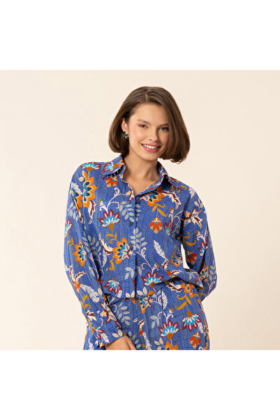 Zsa Zsa Zsu Rajpath Baskılı Gömlek - Koyu Mavi