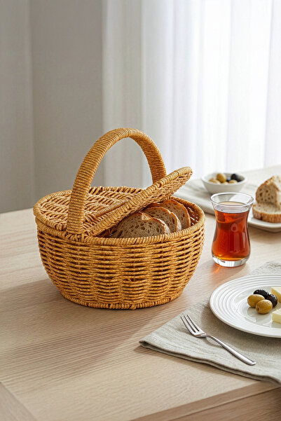 Digithome Round Wicker Rattan Mini Organizer Basket with Handles - Bb6068