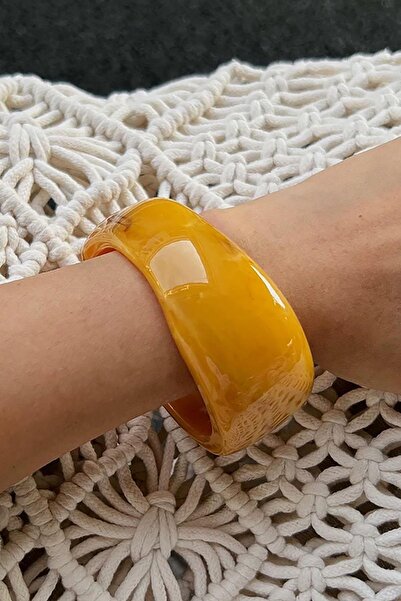 TAKIŞTIR Sarı Renk Kemik Mika Bileklik