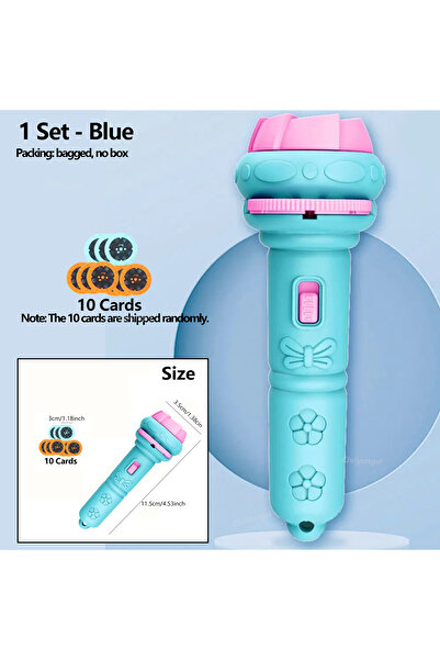 Choice3 1 Set-Blue Projector Flashlight for Kids 10 Cards 80 Patterns Bedtime...