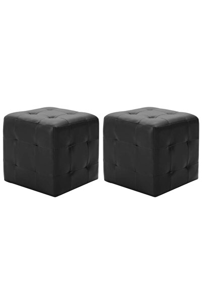 vidaxl Pouffe 2 pcs Black 30x30x30 cm Faux Leather