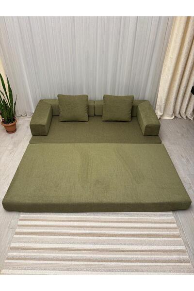 ABAD.HANDMADE Canapea Extensibilă Verde, Tip Saltea, Modernă, Ideală pentru Dormit Zilnic