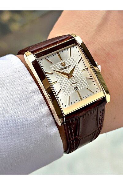 Raymond Square Dial Brown Color 5 Atm Water Resistance Steel Case Men Wristwa...